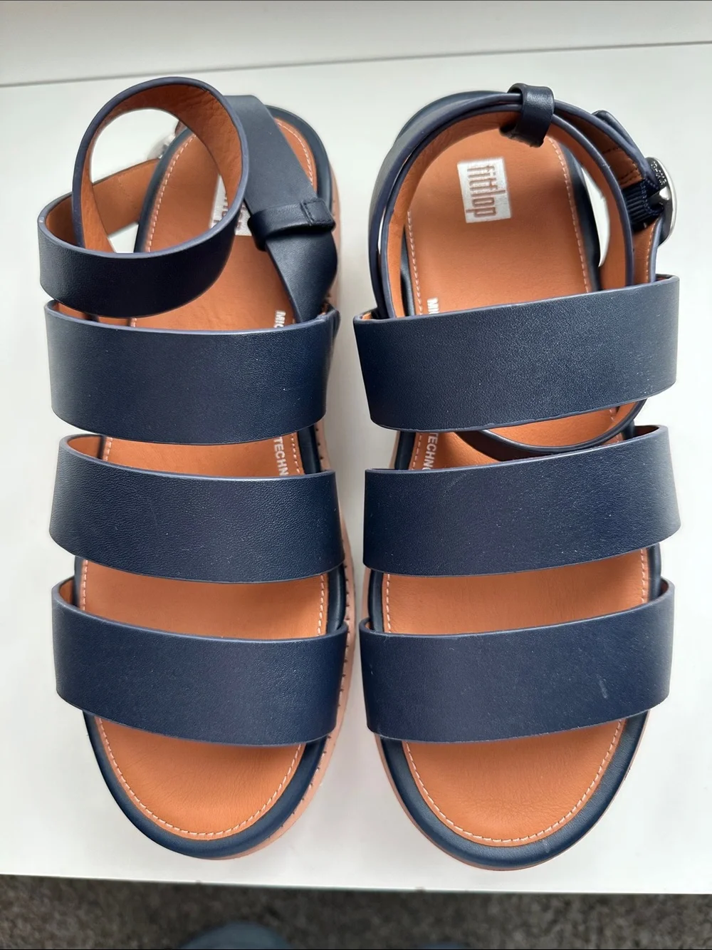 FitFlop Eloise Back Strap espadrille platform wedge sandals. Navy and NWOT!